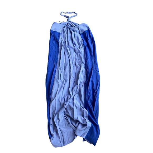 Nine West Blue Fit & Flare Halter Maxi Dress Small Beachy Resort Boho Summer - Picture 6 of 13